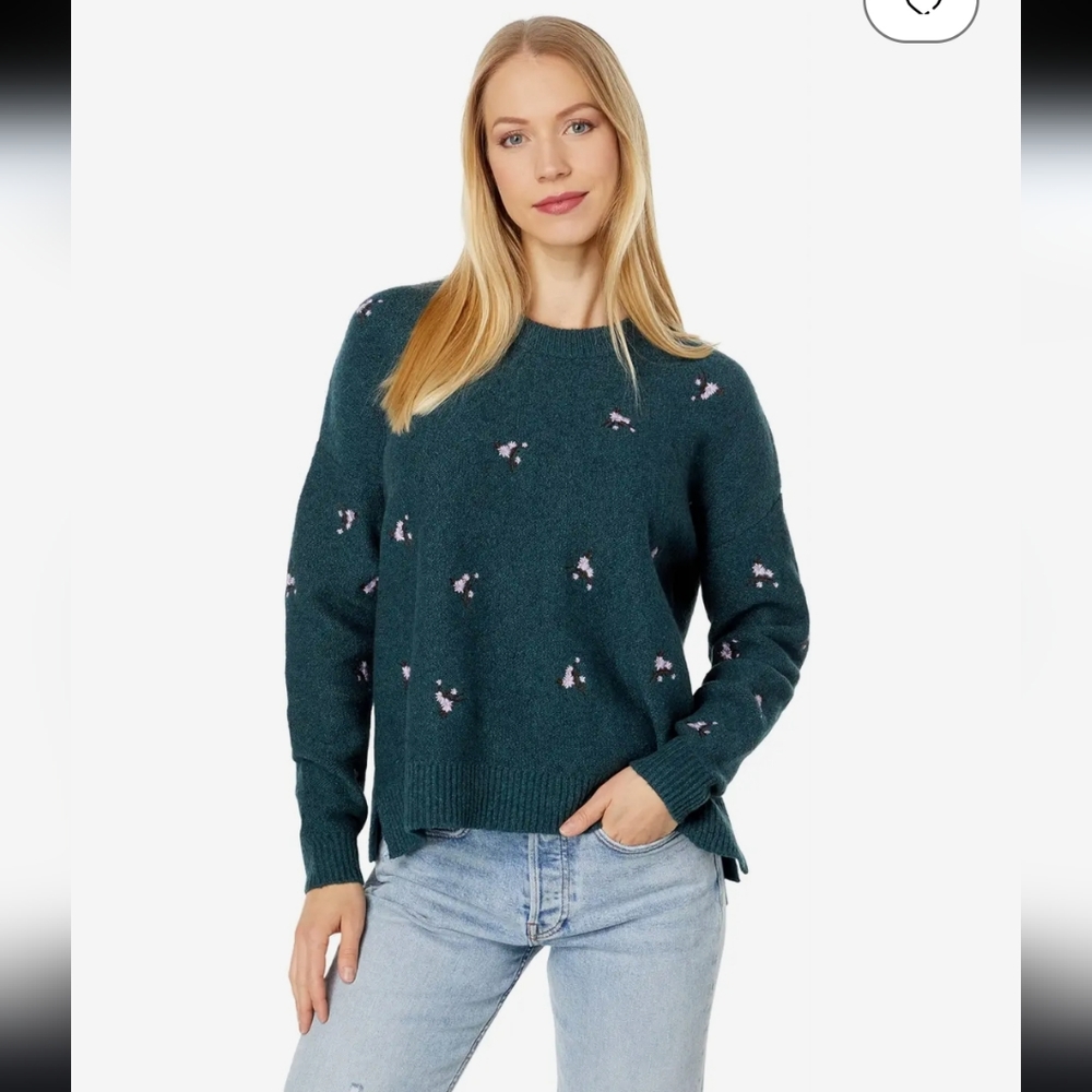Madewell Embroidered Cross- Stitch Floral Pullover Sweater XS